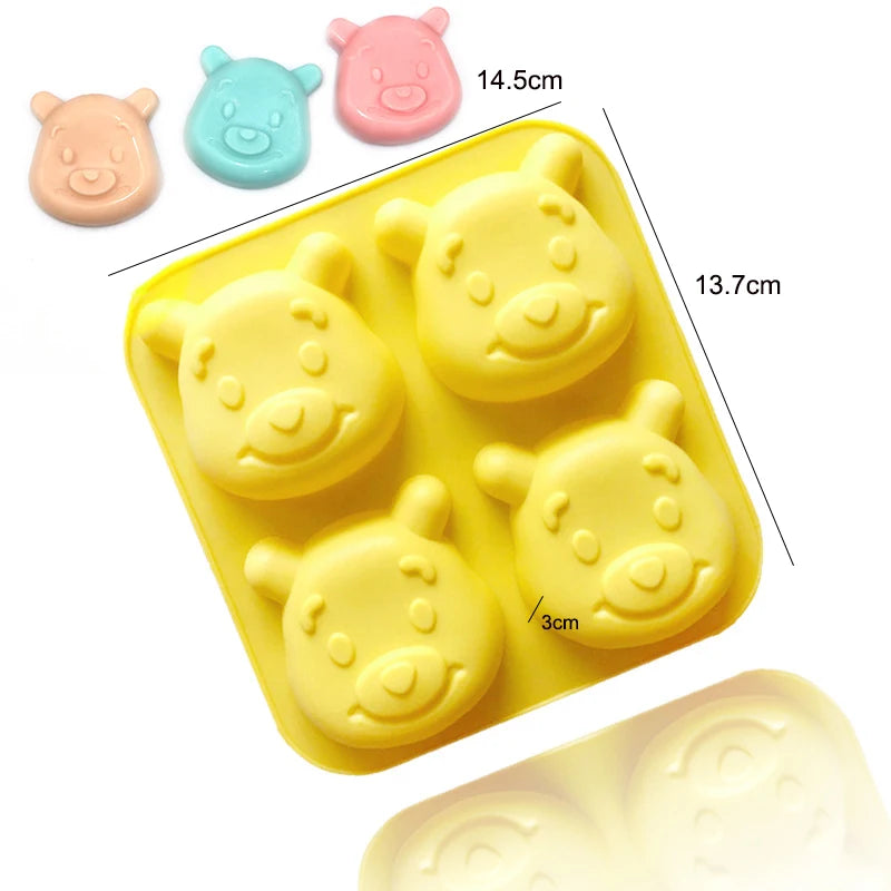 Cartoon Silicone Mold For Baking Stitch Bear Mouse Cat Pig Duck Chocolate Soap Mould Animal Cake Decorating Tool Cupcake Topper