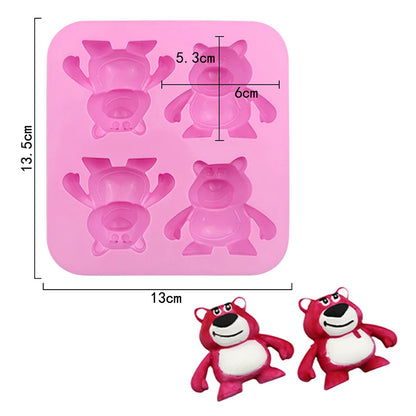 Cartoon Silicone Mold For Baking Stitch Bear Mouse Cat Pig Duck Chocolate Soap Mould Animal Cake Decorating Tool Cupcake Topper