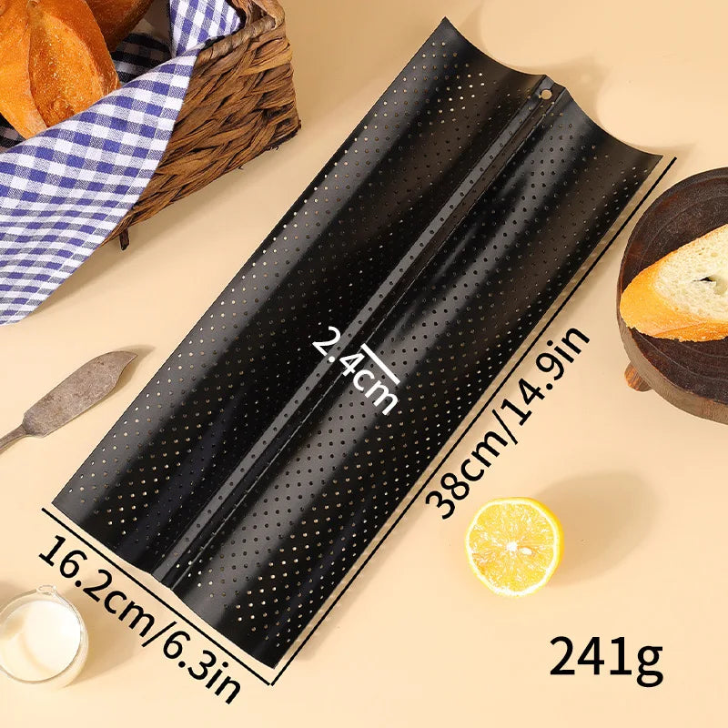 2/3/4PCS of Non Stick Bread Tray Baking Utensils Kitchen Tray Non Stick Hole French Wave Shaped Bread Baking Tray Utensils