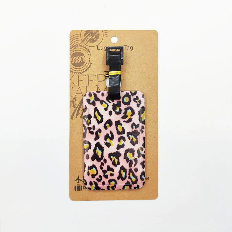 Leopard Print Luggage Label Men Travel Luggage Tag Women Suitcase ID Address Holder Baggage Boarding Portable