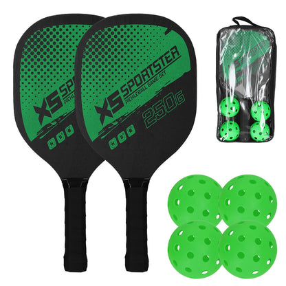 Pickleball Rackets Set Pickleball Paddle Set of 2 Rackets & 4 Pickleballs Balls Pickle-Ball Racquet with Balls Sports Accessory