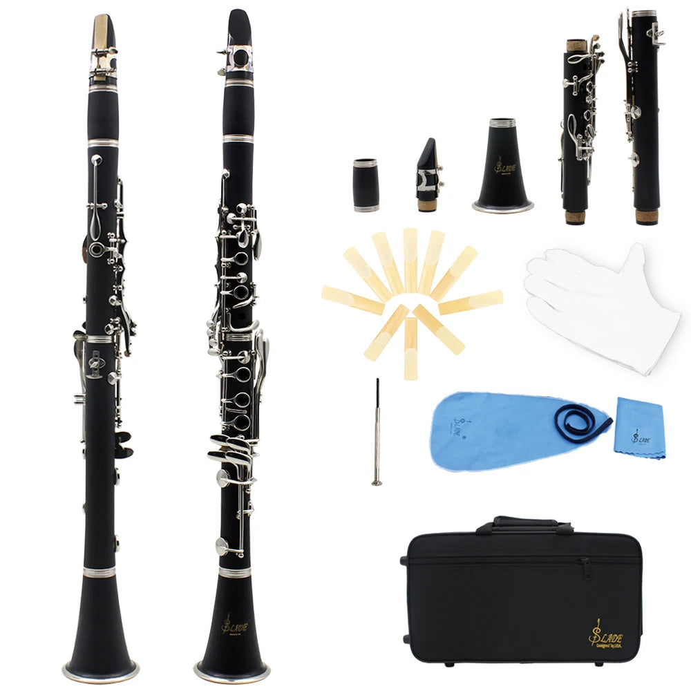 SLADE Bb Clarinet 17 Keys Bakelite Wooden Professional Woodwind Instrument Clarinette With Box Reed Musical Instrument Parts