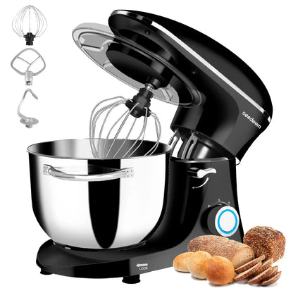 6Qt Electric Food Stand Mixer,660W,6-Speeds Tilt-Head Dough Mixers with Dishwasher-Safe Dough Hook & Wire Whip & Beater