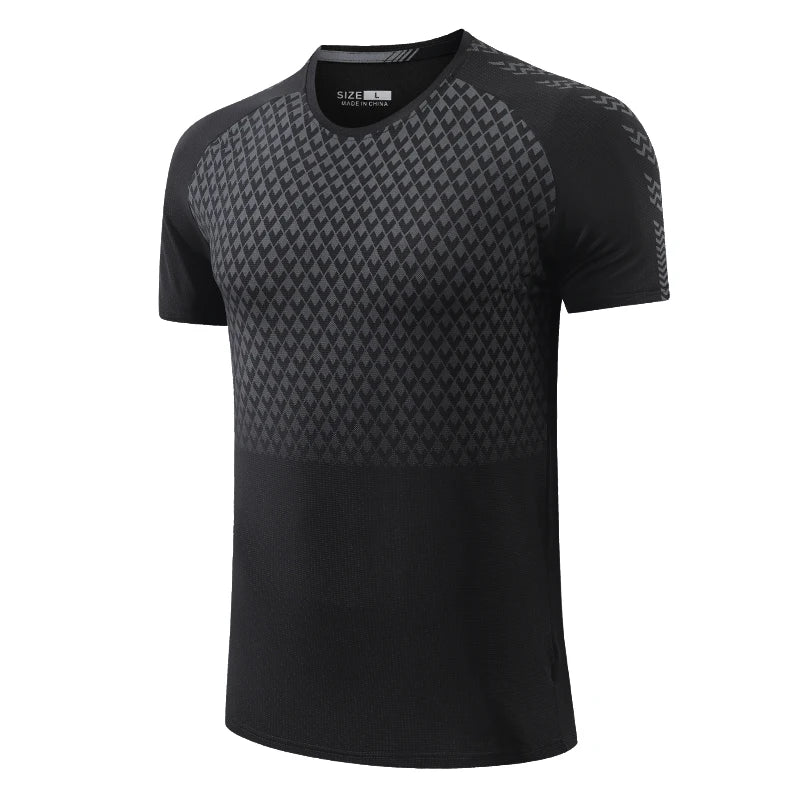 Sport Print Shirts Fashion Breathable Muscle Bodybuilding Men Short Sleeve Gym Workout Quick Dry Outdoors T Shirts