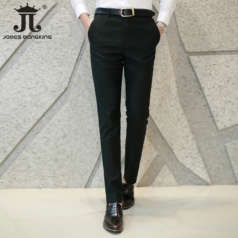 M-6XL Men's Fashion Boutique Business Office Suit Pants Male Pure Color Casual Pants Formal Groom's Wedding Dress Pants Trousers