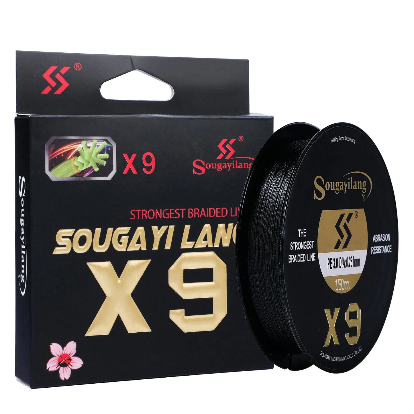 Sougayilang Top Quality 9 Strands PE Line X9 Sinking Line 150M Low Memory Braided Fishing Lines 17-97LB Super Japan Fish Line