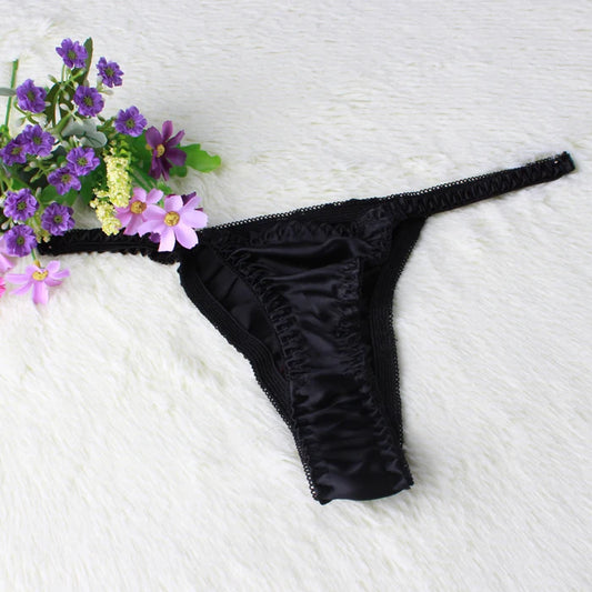 100% Mulberry silk woman briefs natural silk summer cool sexy thong lady panties