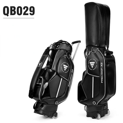 PGM Golf Standard Ball Bag Professional Leather PU Waterproof Golf Cart Club Airbag High Capacity Package With Wheel QB029