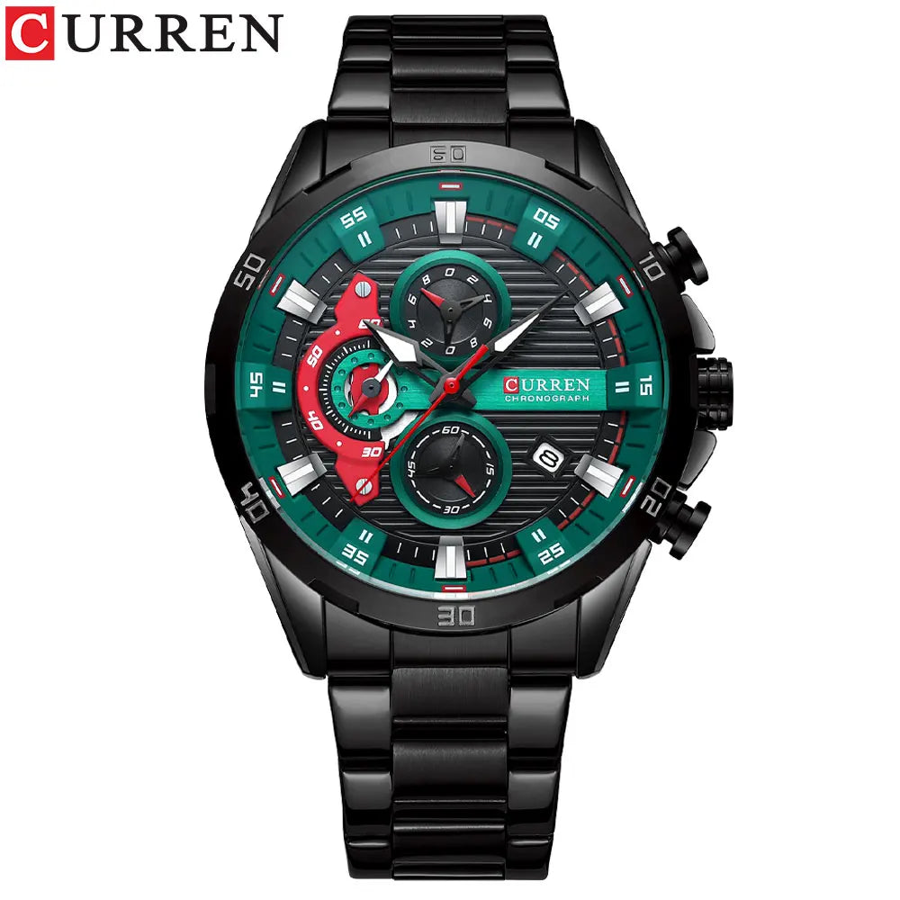 CURREN Stainless Steel Watches for Mens Creative Fashion Luminous Dial with Chronograph Clock Male Casual Wristwatches