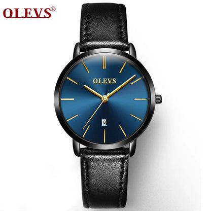 OLEVS Women Watch Red Casual Leather Ladies Watches Luxury Quartz Female Wristwatches Brand Clock Ultra Thin Surface 6.5MM5869