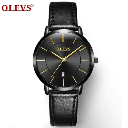 OLEVS Women Watch Red Casual Leather Ladies Watches Luxury Quartz Female Wristwatches Brand Clock Ultra Thin Surface 6.5MM5869