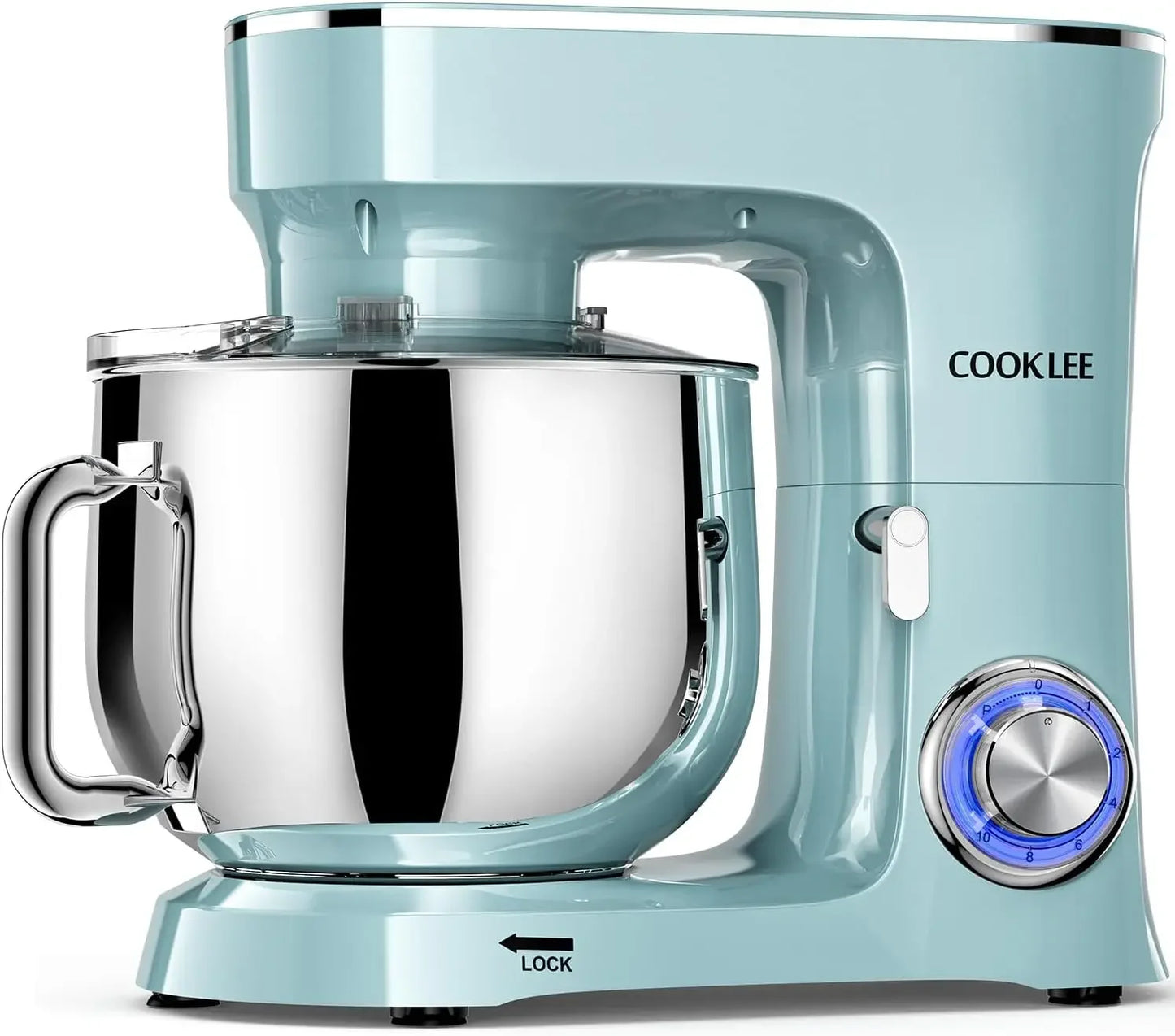 COOKLEE Stand Mixer, 9.5 Qt. 660W 10-Speed Electric Kitchen Mixer with Dishwasher-Safe Dough Hooks, Flat Beaters, Wire Whip