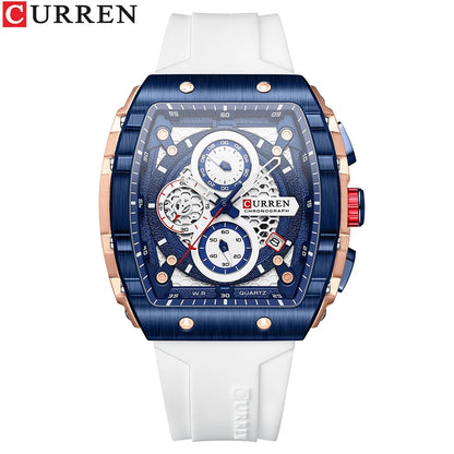 CURREN Top Brand Men's Watches Luxury Square Quartz Wristwatch Waterproof Luminous Chronograph Watch for Men Date Clock