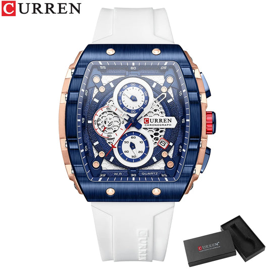 CURREN Top Brand Men's Watches Luxury Square Quartz Wristwatch Waterproof Luminous Chronograph Watch for Men Date Clock