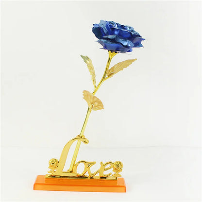 Eternal Rose Colorful Galaxy Artificial Flowers 24K Gold Foil Flower Love Base Flare box for Girlfriend Valentine's Day Gift