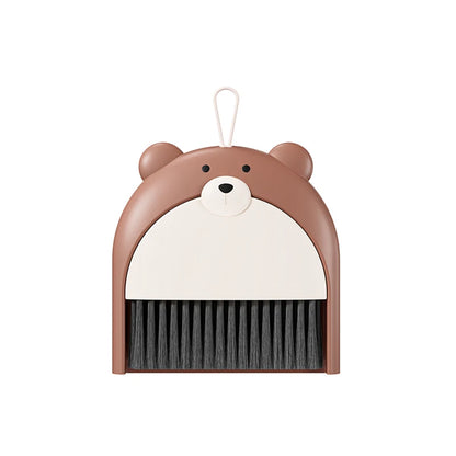 Small Broom Dustpan Set Cartoon Teddy Bear Household Desktop Garbage Shovel Small Dustpan Mini Foldable