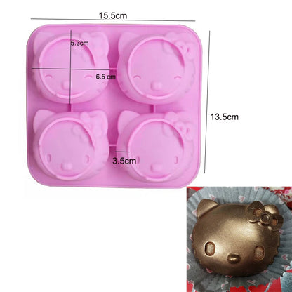 Cartoon Silicone Mold For Baking Stitch Bear Mouse Cat Pig Duck Chocolate Soap Mould Animal Cake Decorating Tool Cupcake Topper