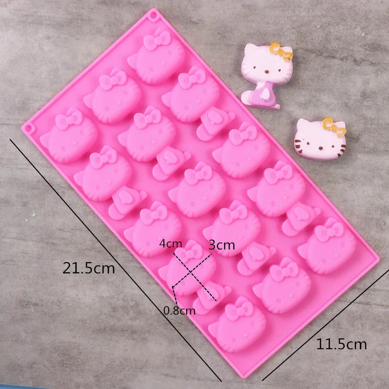 Cartoon Silicone Mold For Baking Stitch Bear Mouse Cat Pig Duck Chocolate Soap Mould Animal Cake Decorating Tool Cupcake Topper