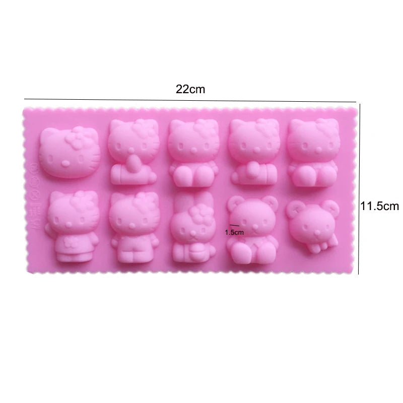 Cartoon Silicone Mold For Baking Stitch Bear Mouse Cat Pig Duck Chocolate Soap Mould Animal Cake Decorating Tool Cupcake Topper