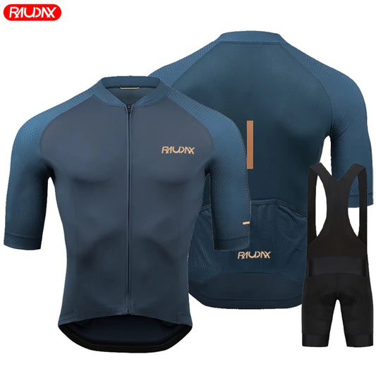 Raudax Team 2024 Men Summer Short Sleeve Cycling Jersey Set MTB Maillot Ropa Ciclismo Bicycle Wear Breathable Cycling Clothing