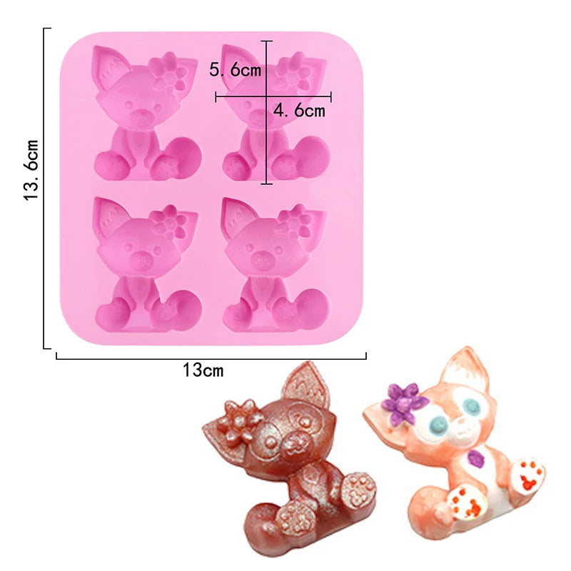 Cartoon Silicone Mold For Baking Stitch Bear Mouse Cat Pig Duck Chocolate Soap Mould Animal Cake Decorating Tool Cupcake Topper