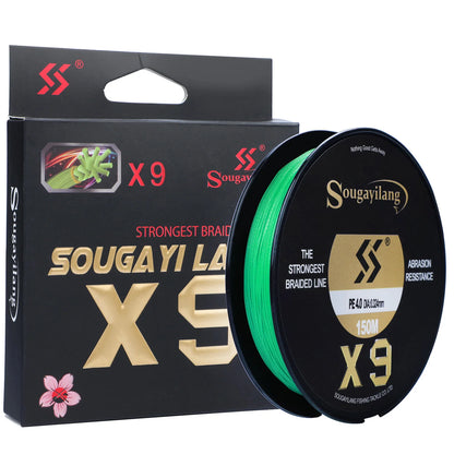 Sougayilang Top Quality 9 Strands PE Line X9 Sinking Line 150M Low Memory Braided Fishing Lines 17-97LB Super Japan Fish Line