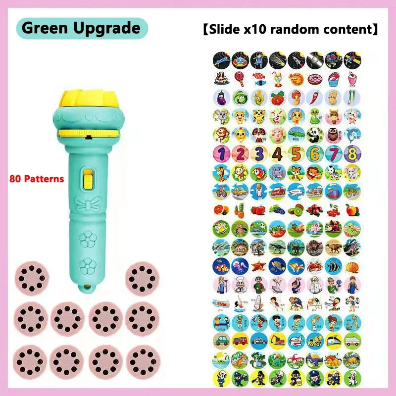 Baby Projector Torch with 80 Patterns Child Projection Flashlight Toy Bedtime Story Book Early Education Projection Luminous Toy