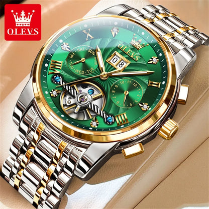 OLEVS Classic Men's Watches Tourbillon Multi-function Full Automatic Men Watch High end Male Wristwatches