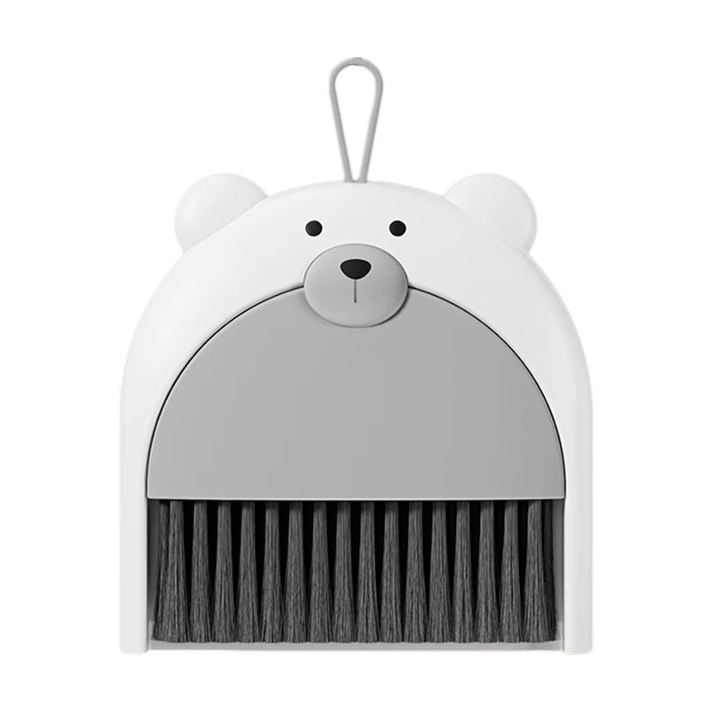 Small Broom Dustpan Set Cartoon Teddy Bear Household Desktop Garbage Shovel Small Dustpan Mini Foldable