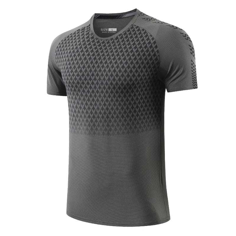 Sport Print Shirts Fashion Breathable Muscle Bodybuilding Men Short Sleeve Gym Workout Quick Dry Outdoors T Shirts