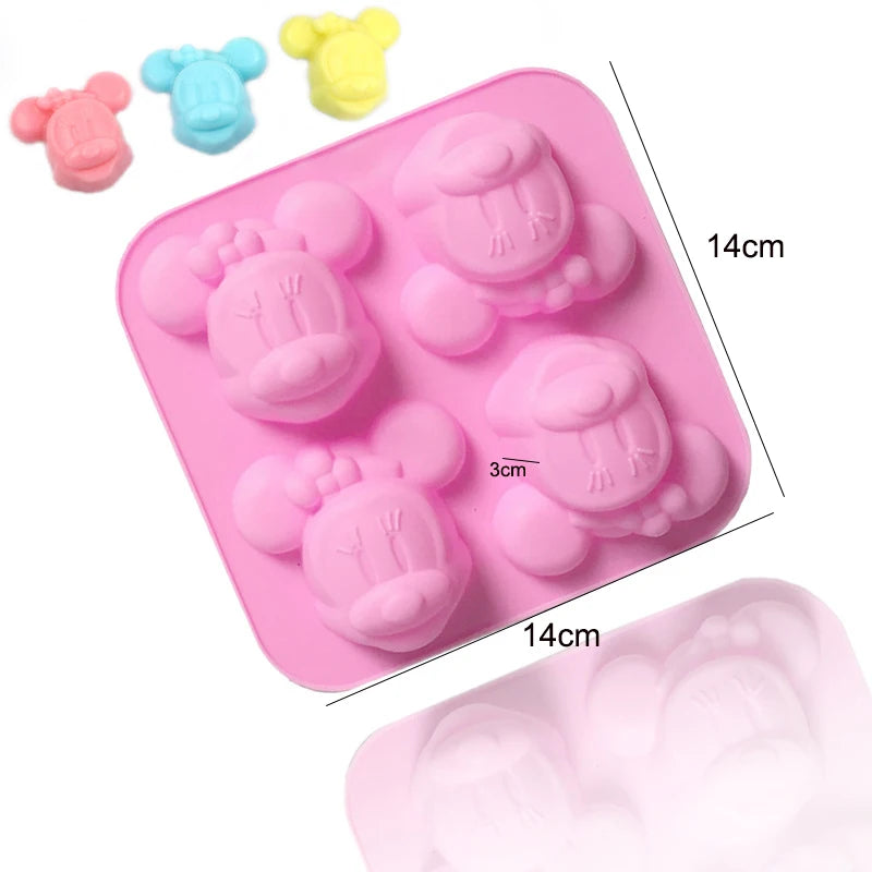 Cartoon Silicone Mold For Baking Stitch Bear Mouse Cat Pig Duck Chocolate Soap Mould Animal Cake Decorating Tool Cupcake Topper