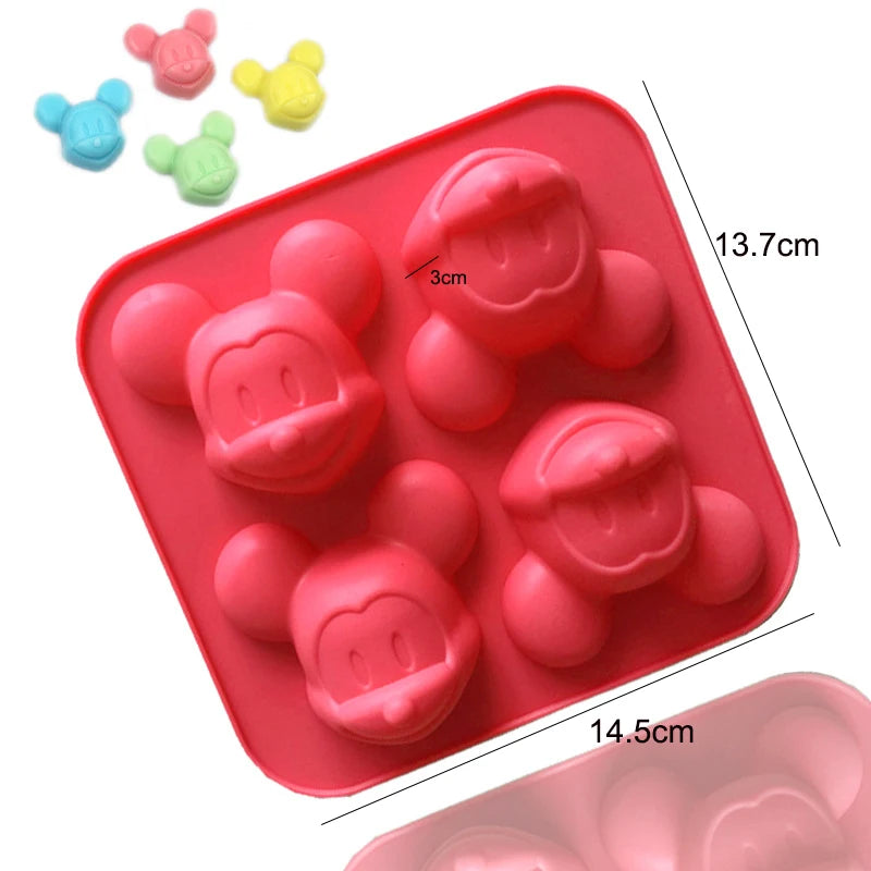 Cartoon Silicone Mold For Baking Stitch Bear Mouse Cat Pig Duck Chocolate Soap Mould Animal Cake Decorating Tool Cupcake Topper