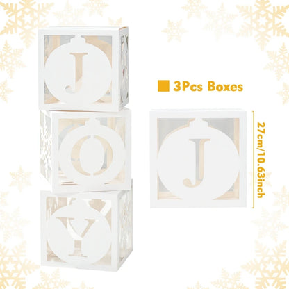 Christmas Box With Light String Hollow Letters Joy Merry Christmas Decoration 2023 for Home Xmas Ornaments Navidad New Year 2024