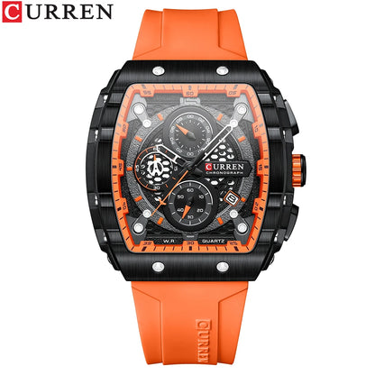 CURREN Top Brand Men's Watches Luxury Square Quartz Wristwatch Waterproof Luminous Chronograph Watch for Men Date Clock