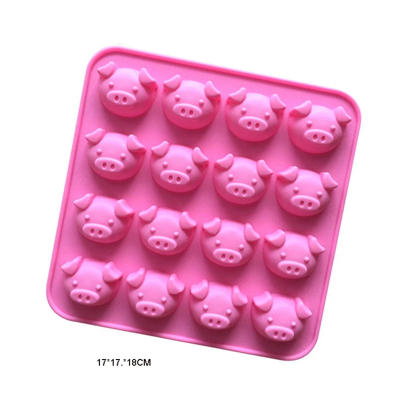 Cartoon Silicone Mold For Baking Stitch Bear Mouse Cat Pig Duck Chocolate Soap Mould Animal Cake Decorating Tool Cupcake Topper