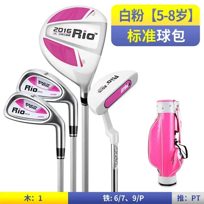 PGM 3-12 Age Boys Girls Kids Golf Club Full Sets Gift Children's Junior School Practice Learning Carbon Swing Putter Bag JRTG004