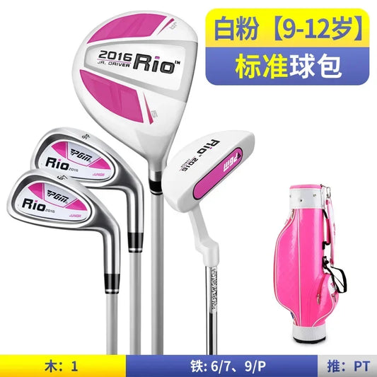 PGM 3-12 Age Boys Girls Kids Golf Club Full Sets Gift Children's Junior School Practice Learning Carbon Swing Putter Bag JRTG004