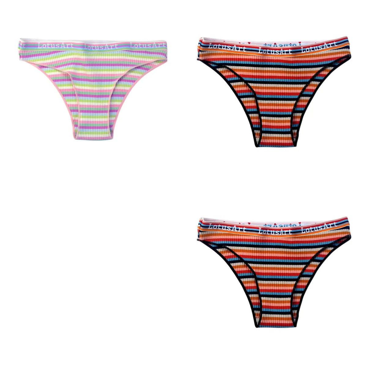 3PCS/Set Cotton Seamless Panties For Women Striped Briefs Low Waist Bottoms Female Sexy Sports Underpants Underwear Lingerie