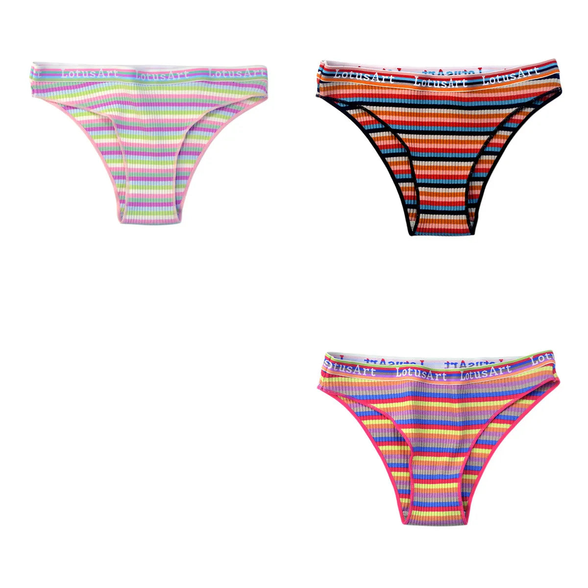 3PCS/Set Cotton Seamless Panties For Women Striped Briefs Low Waist Bottoms Female Sexy Sports Underpants Underwear Lingerie