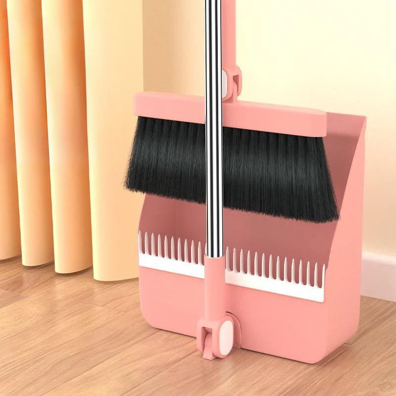 1set/2pcs Upright Dustpan And Broom Combo Set 180 Degree Rotation Sweeping Kitchen Wood Floor Pet Hair For Cleaning Products