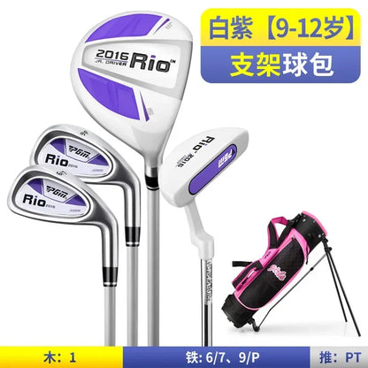 PGM 3-12 Age Boys Girls Kids Golf Club Full Sets Gift Children's Junior School Practice Learning Carbon Swing Putter Bag JRTG004