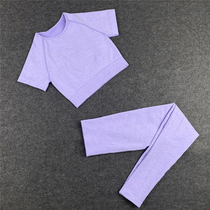 Seamless Women Yoga Set Workout Shirts Sport Pants Bra Gym Suits Fitness Shorts Crop Top High Waist Running Leggings Sports Sets