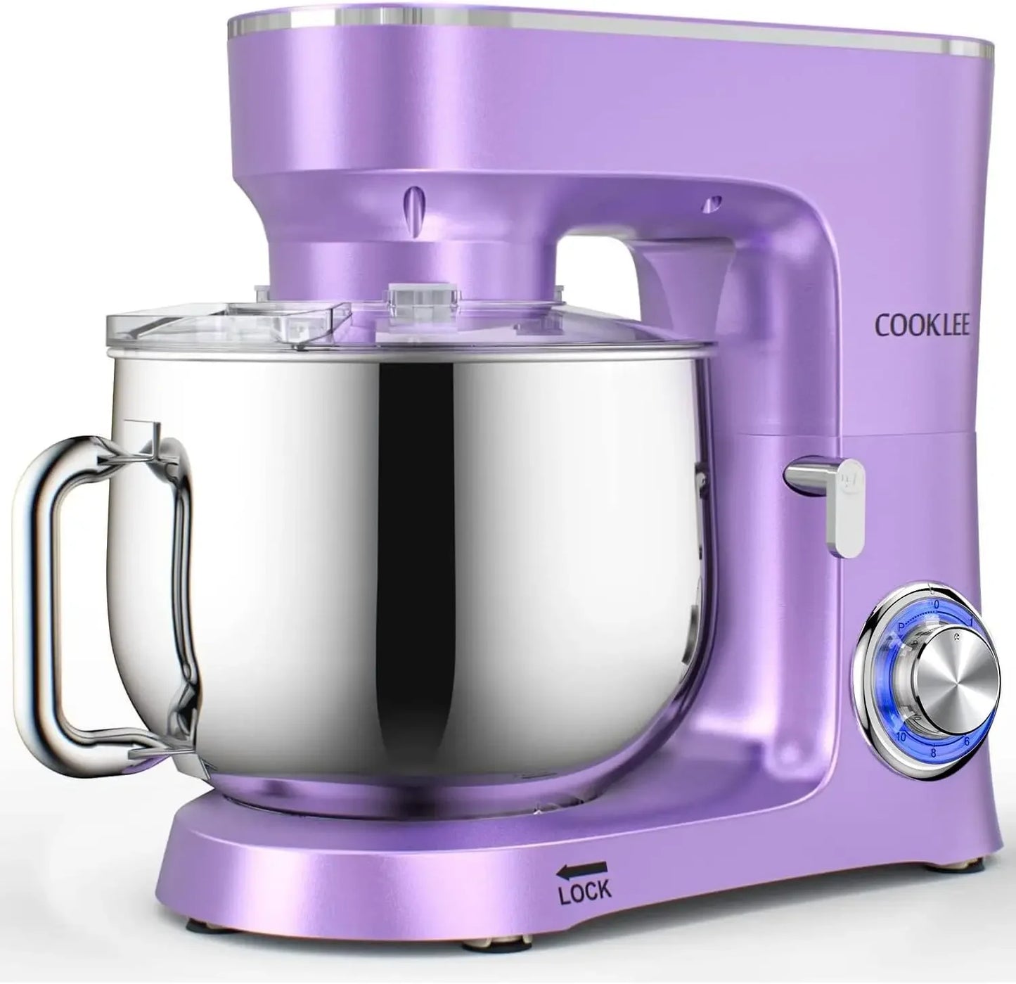 COOKLEE Stand Mixer, 9.5 Qt. 660W 10-Speed Electric Kitchen Mixer with Dishwasher-Safe Dough Hooks, Flat Beaters, Wire Whip