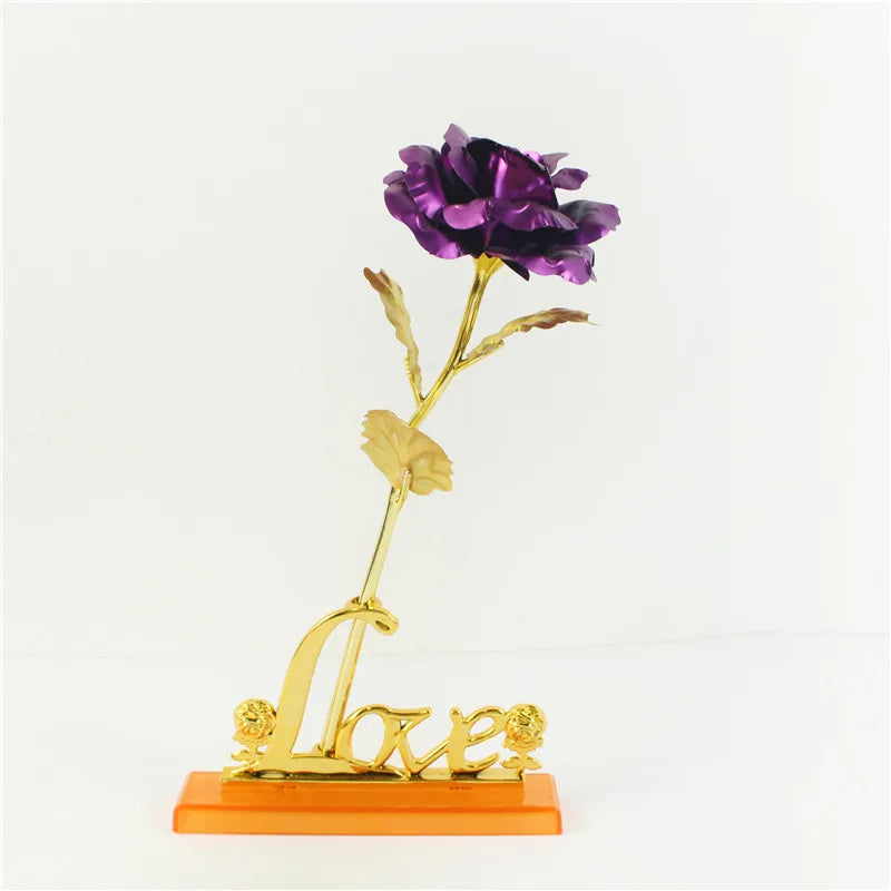 Eternal Rose Colorful Galaxy Artificial Flowers 24K Gold Foil Flower Love Base Flare box for Girlfriend Valentine's Day Gift