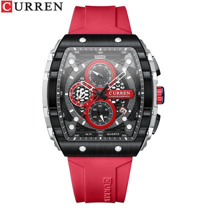 CURREN Top Brand Men's Watches Luxury Square Quartz Wristwatch Waterproof Luminous Chronograph Watch for Men Date Clock