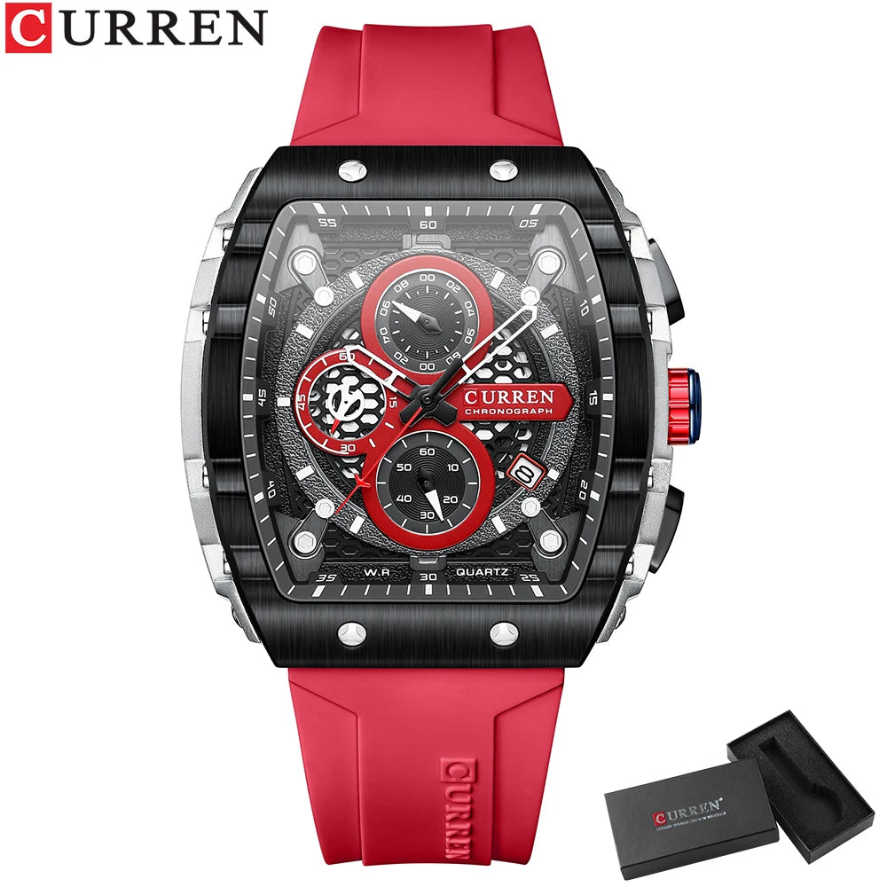 CURREN Top Brand Men's Watches Luxury Square Quartz Wristwatch Waterproof Luminous Chronograph Watch for Men Date Clock