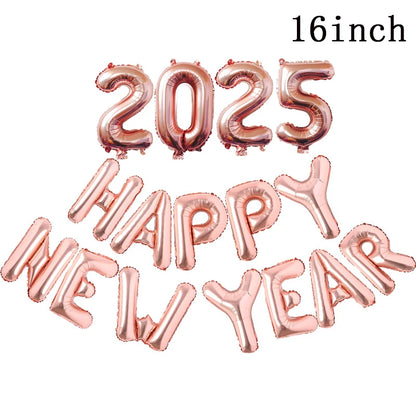 1set Happy New Year Wine Bottle Foil Balloons confetti balloons Christmas Happy New Year Party Decoration 2025 New Year balloons