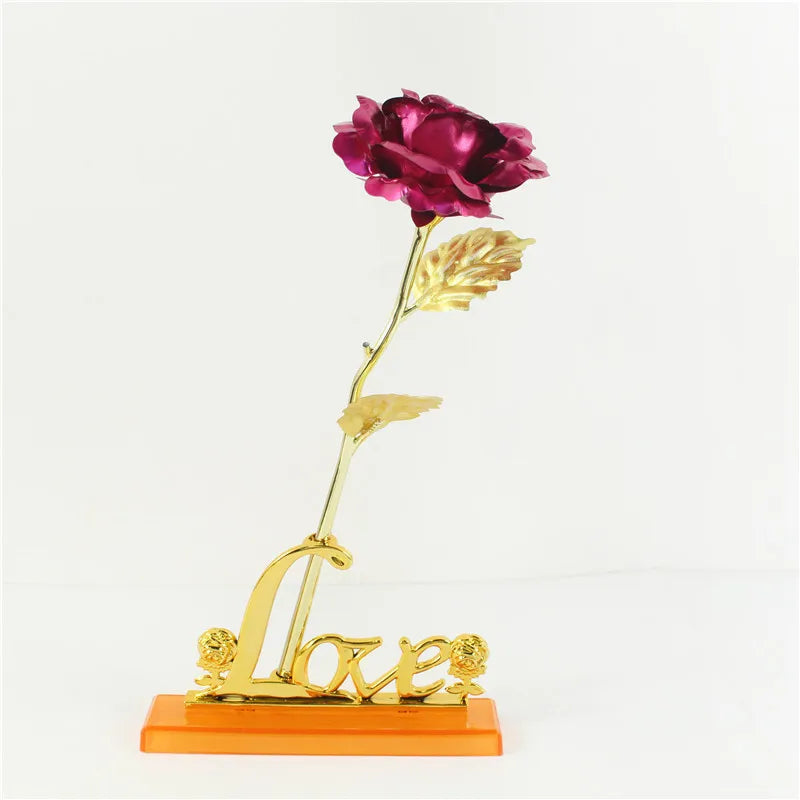 Eternal Rose Colorful Galaxy Artificial Flowers 24K Gold Foil Flower Love Base Flare box for Girlfriend Valentine's Day Gift