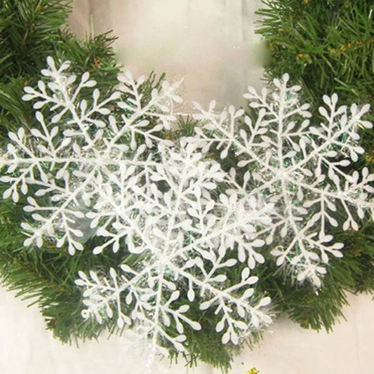 30/60/90pcs Christmas White Snowflake Ornament Navidad Home Hanging Pendant Christmas Tree Decoration Winter Xmas Party Supplies