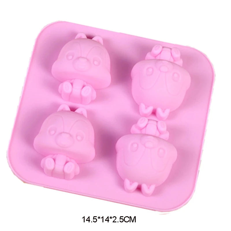 Cartoon Silicone Mold For Baking Stitch Bear Mouse Cat Pig Duck Chocolate Soap Mould Animal Cake Decorating Tool Cupcake Topper